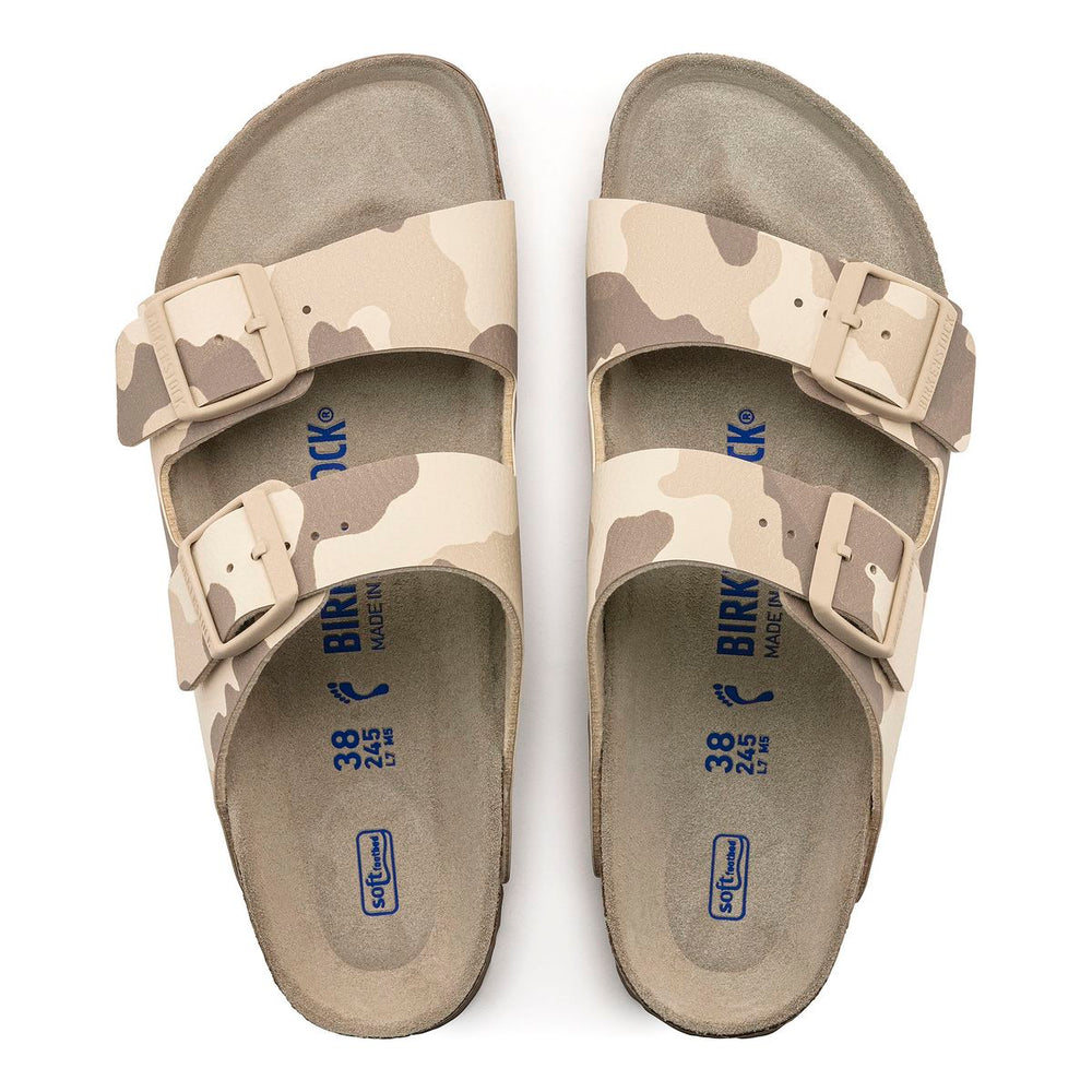 Birkenstock Arizona Women's Soft Footbed Birko-Flor in Desert Soil Camo Gray/Taupe