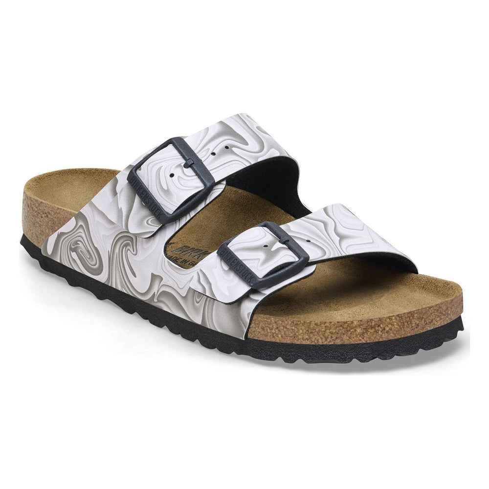 Birkenstock Arizona 2 strap sandal for womne in Marble Black. Style 1026556 .