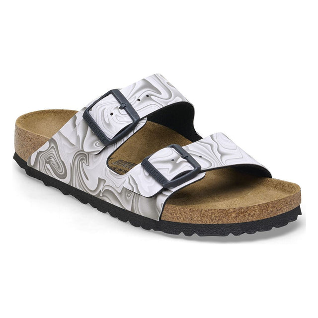 Birkenstock Arizona 2 strap sandal for womne in Marble Black. Style 1026556 .