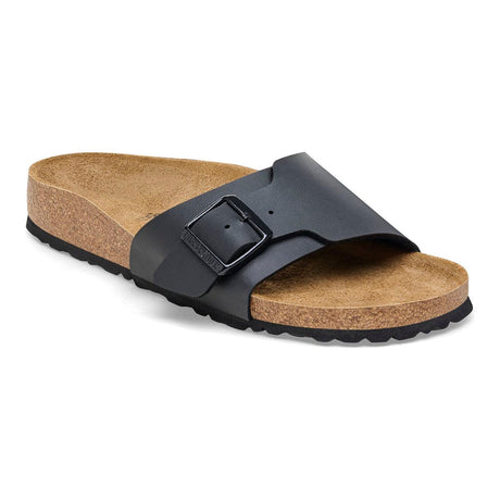 Birkenstock Catalina sandal in Black (Style #1026473) with Single Adjustable Buckle. Wider strap than the Madrid.