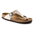 Women's pearl white thong sandal with an adjustable buckle strap and a contoured cork footbed. Style #943871