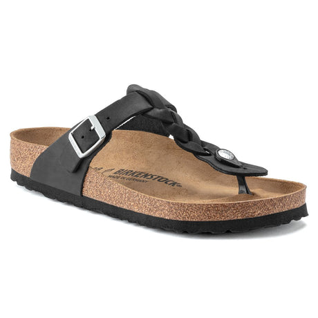 Birkenstock Gizeh Braided Toe Thong adjustable sandal in black. Perfect for a day of walking.