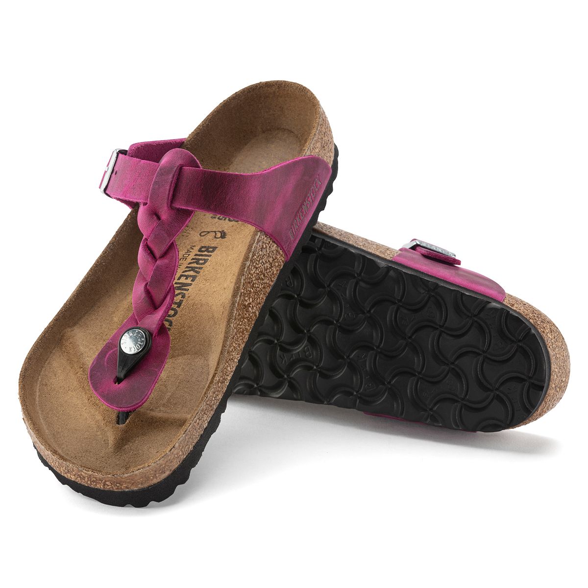Birkenstock Gizeh Braided Oiled Leather in Fuchsia | Shop Canadian
