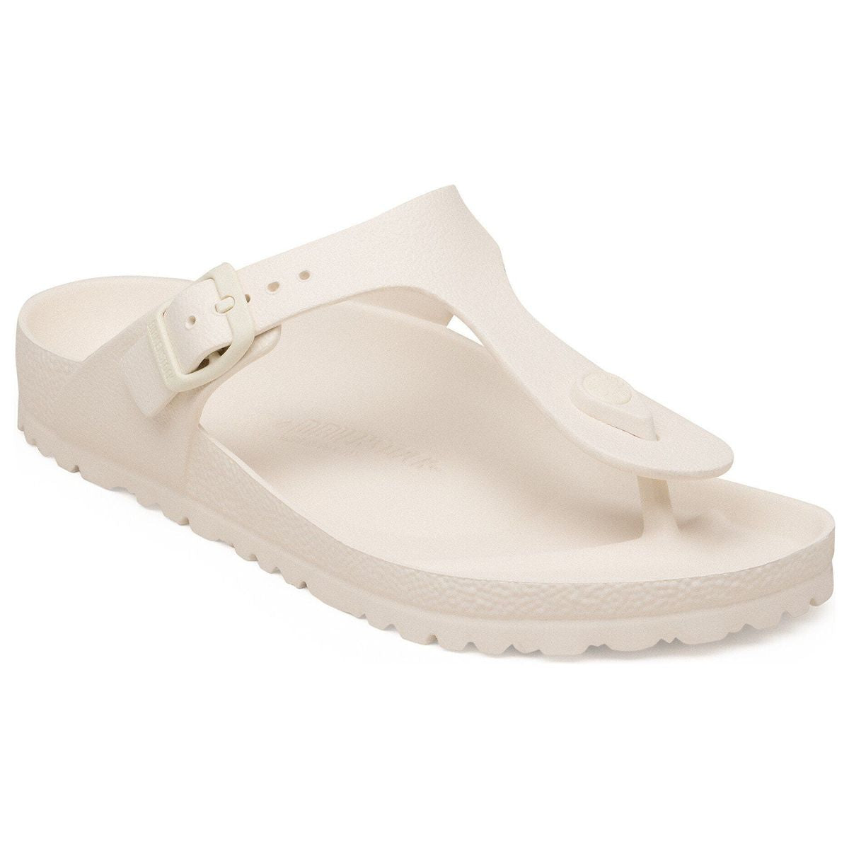 Off-white waterproof EVA thong sandal with a contoured footbed and an adjustable side buckle. Style #1031278