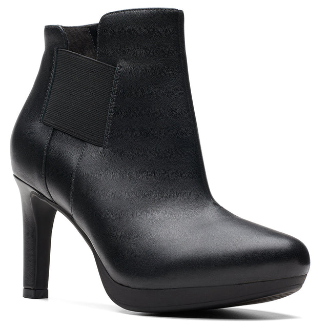 Clarks Ambyr Rise asnkle boots in Black, comfortable breathable leather boots. Style #26175155