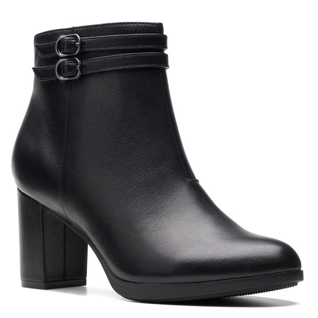 Clarks Bayla Leather Boots,Classy Heel Dress shoe Side Zipper, Style #26174481