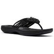 Women's black thong sandal with rhinestone-embellished straps and a black cushioned sole. Style #26187562