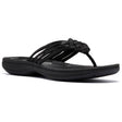 Women's black thong sandal with rhinestone-embellished straps and a black cushioned sole. Style #26187562