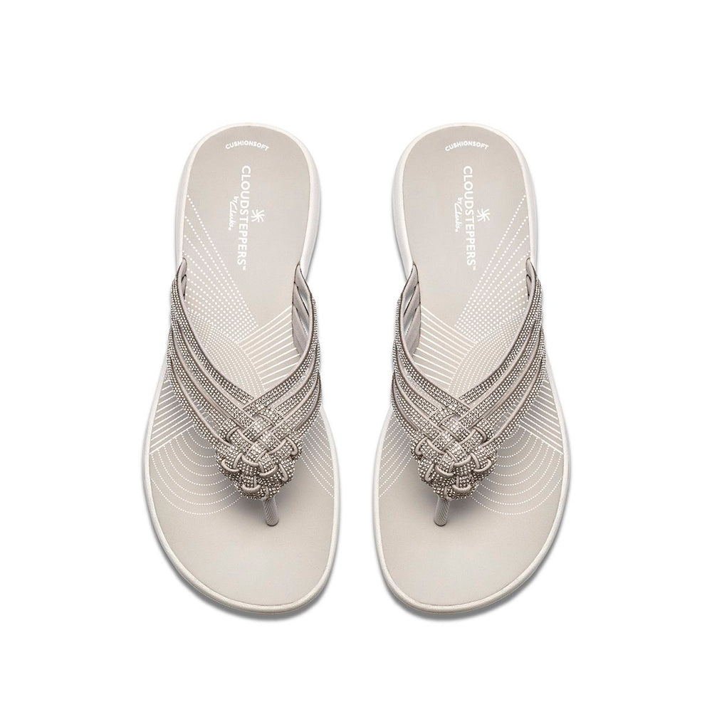 Clarks Breeze Gem Women's Thong Sandals in Silver