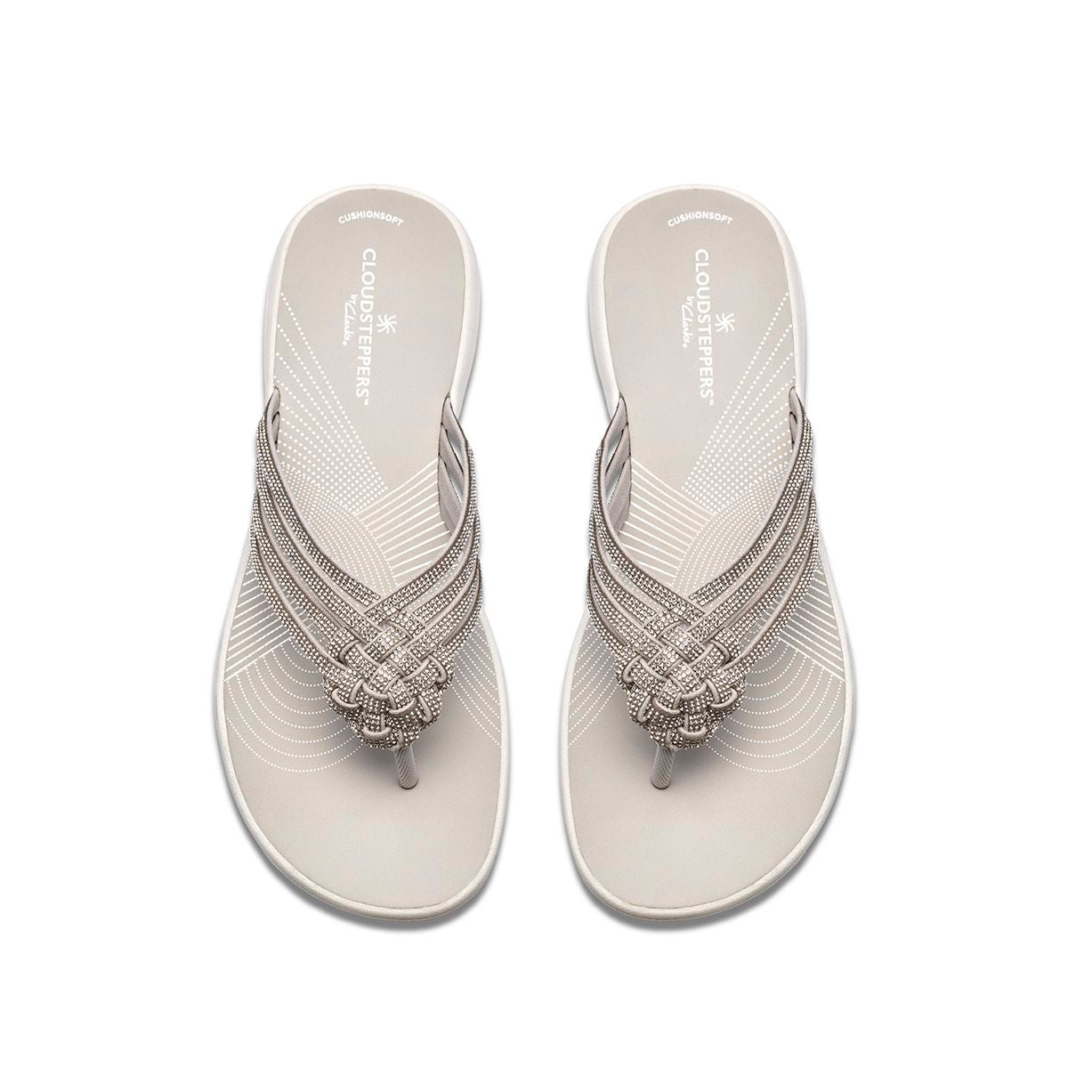 Clarks Breeze Gem Women's Thong Sandals in Silver