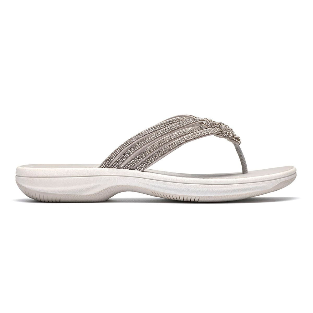 Clarks Breeze Gem Women's Thong Sandals in Silver