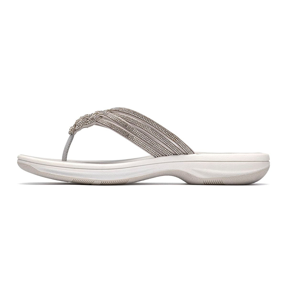 Clarks Breeze Gem Women's Thong Sandals in Silver