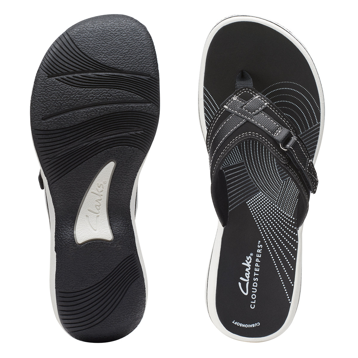 Clarks Breeze Sea Women's Thong Sandals in Black