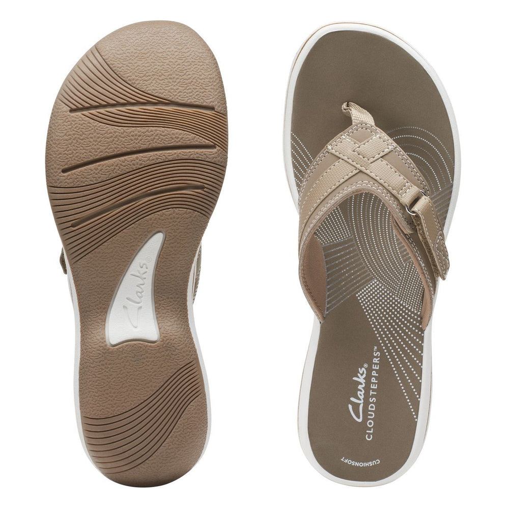 Clarks Breeze Sea Women's Thong Sandals in Taupe