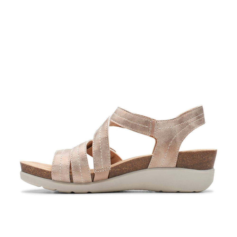 Calenne Clara Wedge Sandals for Women in Bronze Metallic