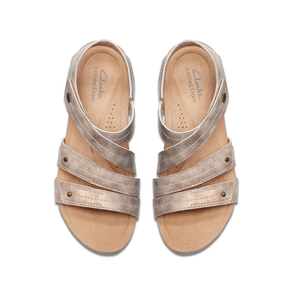 Calenne Clara Wedge Sandals for Women in Bronze Metallic