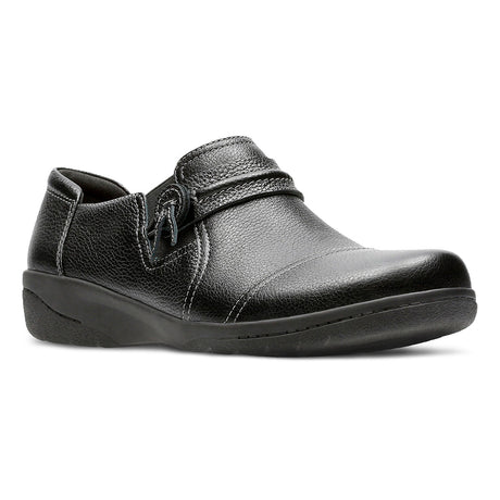 Clarks Cheyn Madi Women's Slip on Shjoes in Black, Leather shoes decorative strap. Style #26128930