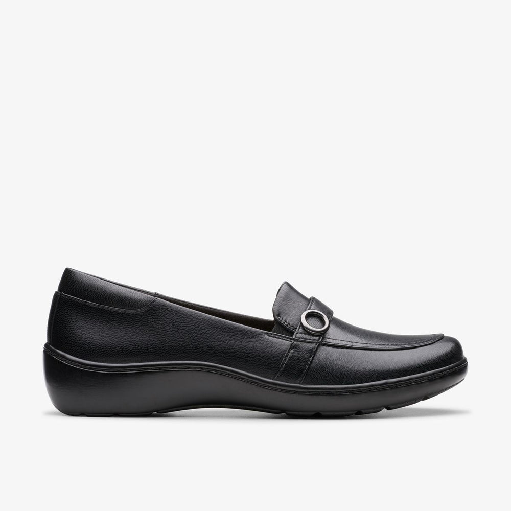 Clarks Cora Amanda Women's Loafer in Black. Smooth Leather dress Shoes. Style #26179580