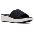 Clarks Women's Drift Petal Wedges in Black, Comfortable summer shoe, fabric strap sandals Style #26171408