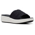 Clarks Women's Drift Petal Wedges in Black, Comfortable summer shoe, fabric strap sandals Style #26171408