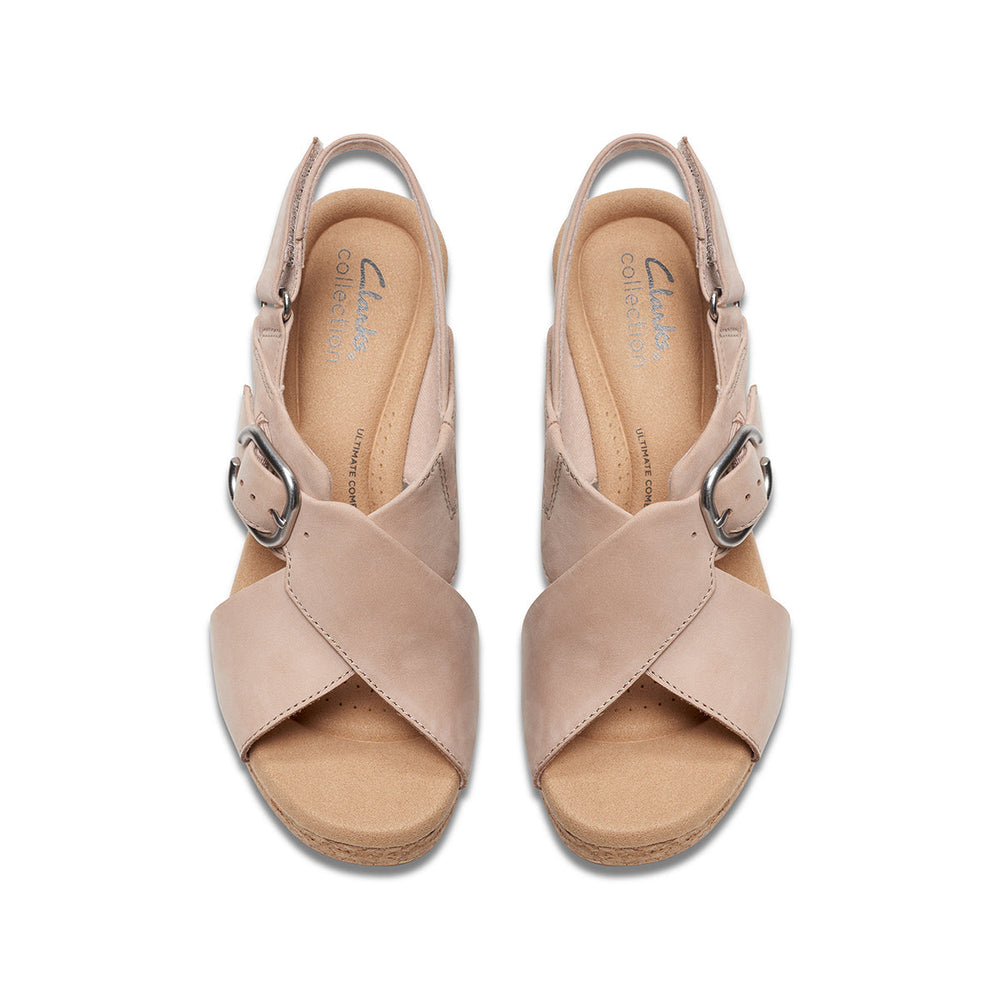 Clarks Giselle Dove Women's Wedge Sandals in Sand Nubuck