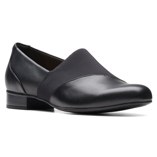 Clarks Juliet Slip On Women's Dress Heel in Black, Comfortable low heel black leather. Style #26175174