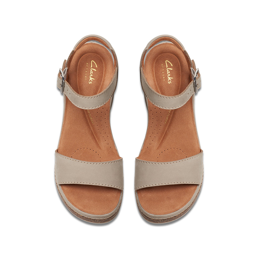 Clarks Kassanda Lily Women's Wedge Sandal in Stone