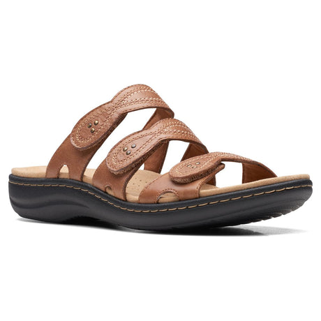 Clarks Laurieann Ayla Women's Flat Sandals in Tan, strappy slip on comfoortable summer shoes.  Style #26171248