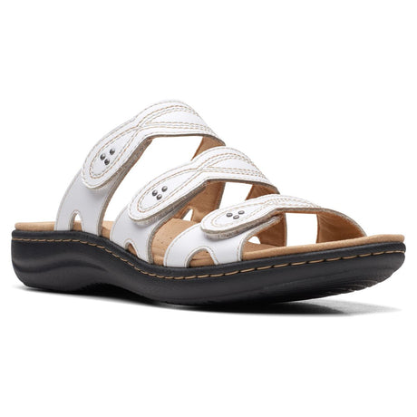Clarks Laurieann Ayla Women's Flat Sandals in White, comfortable summer shoes. Style #26171251