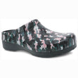 Dansko Women's Kane Clog in black, pink, and green camouflage print, product code 4145989400.