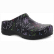 Black Dansko Women's Kane Clog with colorful outlined dog prints, product code 4145390200.