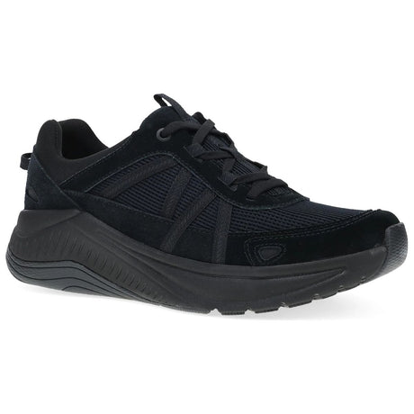 All Black Dansko Poppy women's walking sneaker with a thick sole and mesh upper, 4209297554