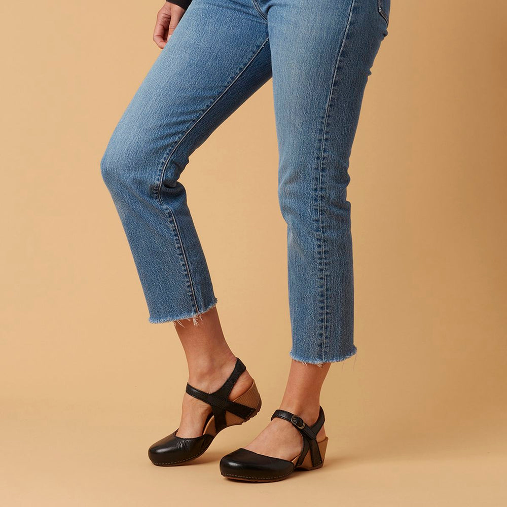 Tiffani Black Milled Burnished Mary Jane Sandal