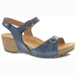 Dansko Tircia Women's Sandalsin Blue, Comfortable summer wedge sandal buckles closure, Blue leather. Style #1709541600