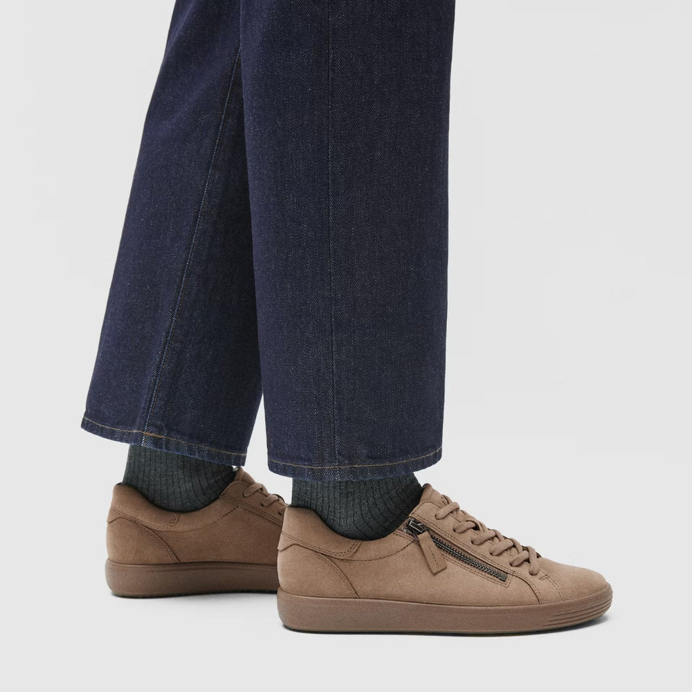 Ecco Soft 7 Women's Side-Zip Sneaker in Brown