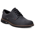 Men’s waterproof nubuck Derby shoe in dark brown with lace-up closure, low heel, and smooth leather welt for a formal yet versatile appearance.