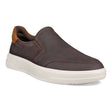 ECCO MOVE men’s black slip-on sneaker in premium oil-nubuck leather with elastic closure, breathable textile lining, and cushioned FLUIDFORM™ sole.