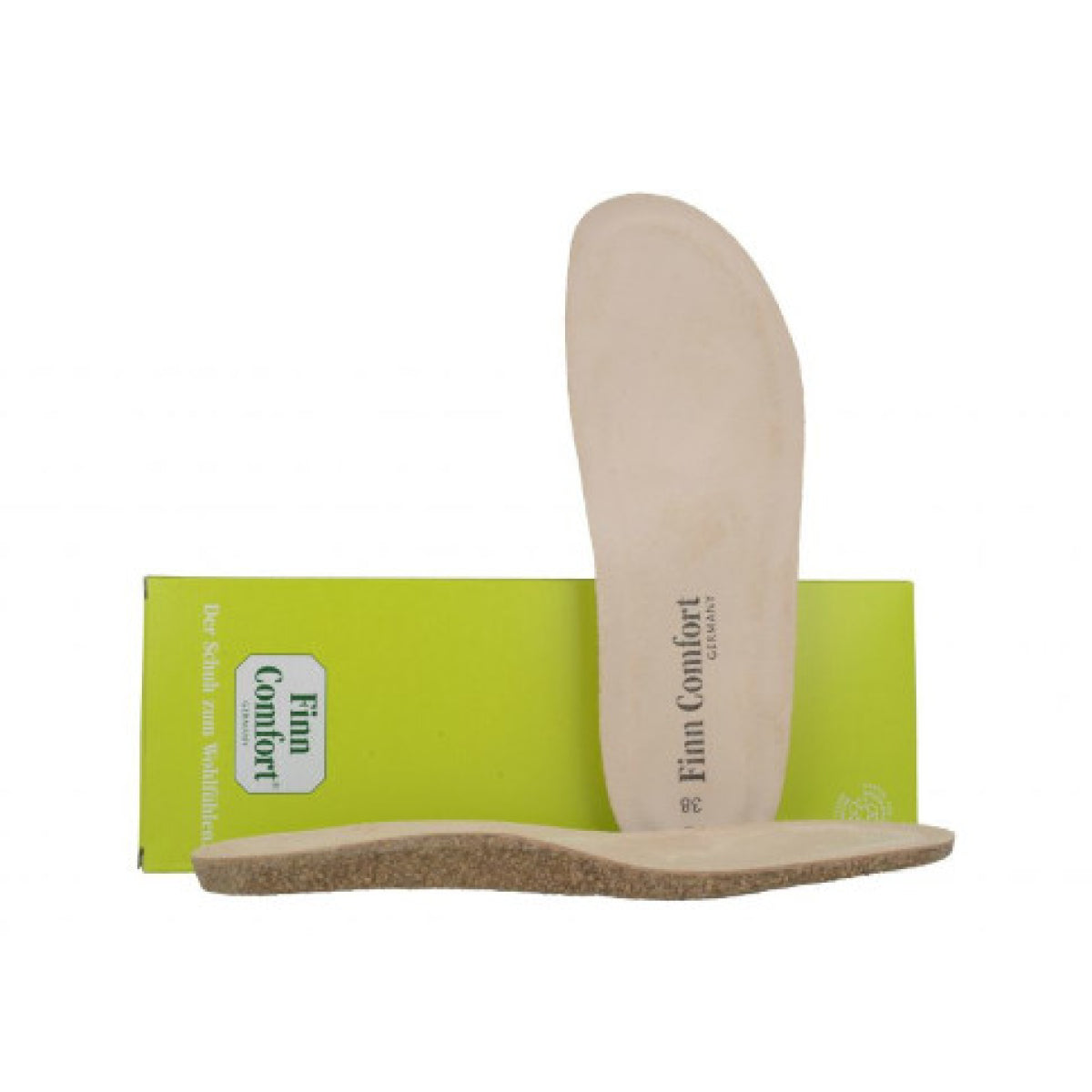 Finn Comfort Classic Soft High Replacement Footbeds with green packaging. Style #8545