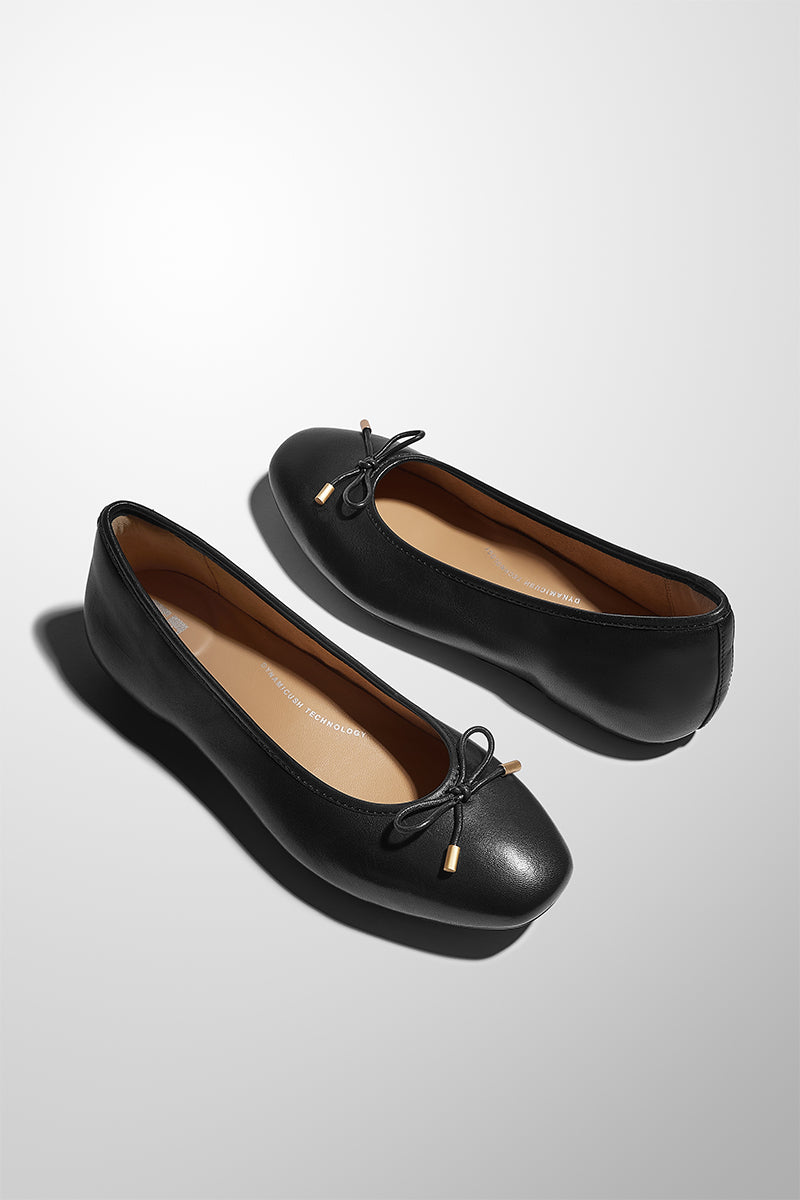 Fit Flop Delicato Bow Women's Leather Ballet Flats in Black