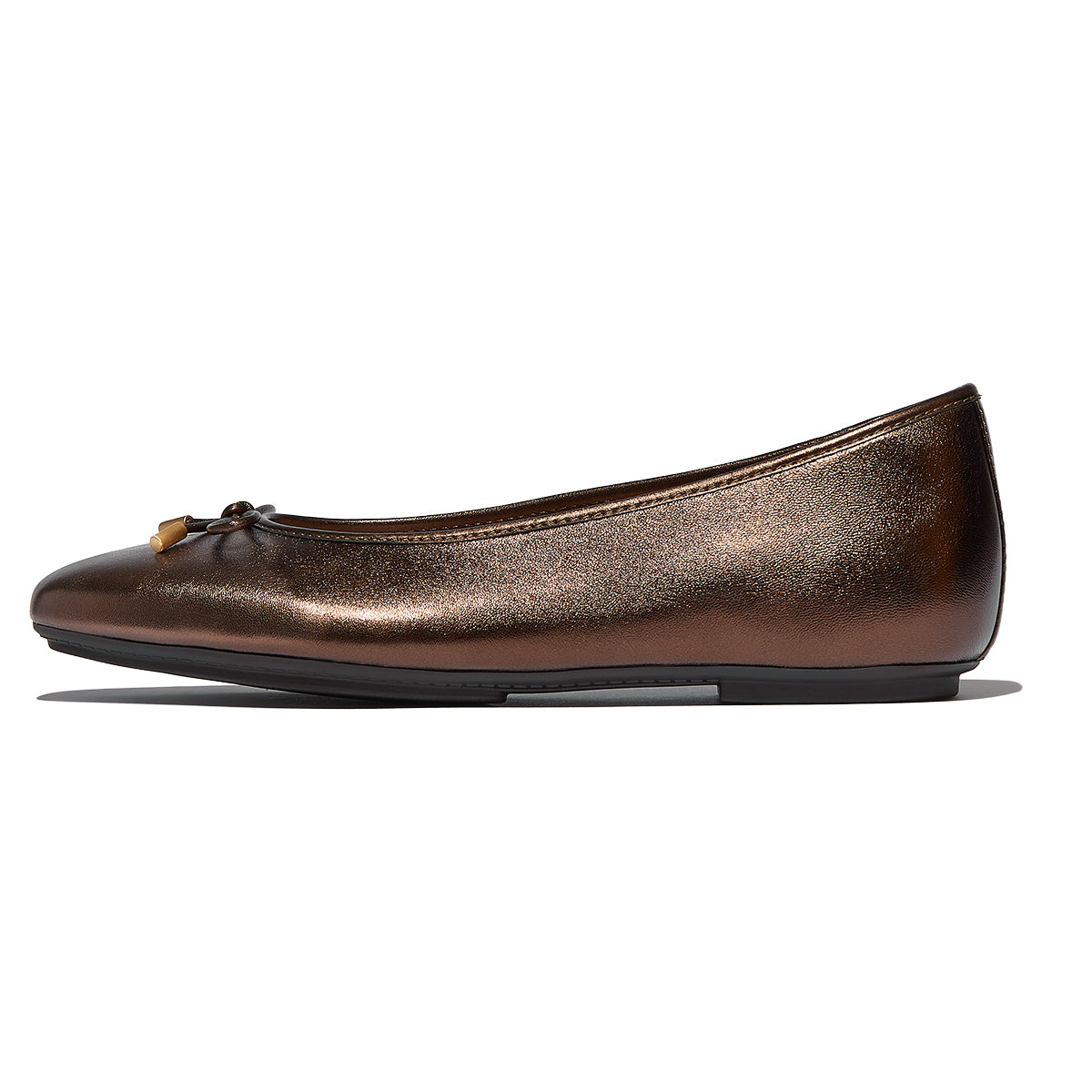 Fit Flop Delicato Bow Women's Leather Ballet Flats in Summer Bronze