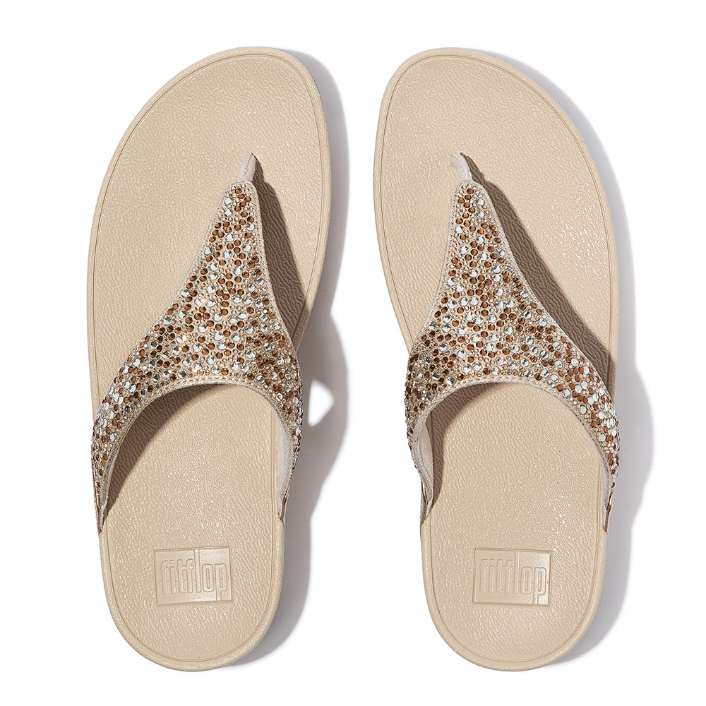 LULU Glitter Toe-Post Sandals in Platino