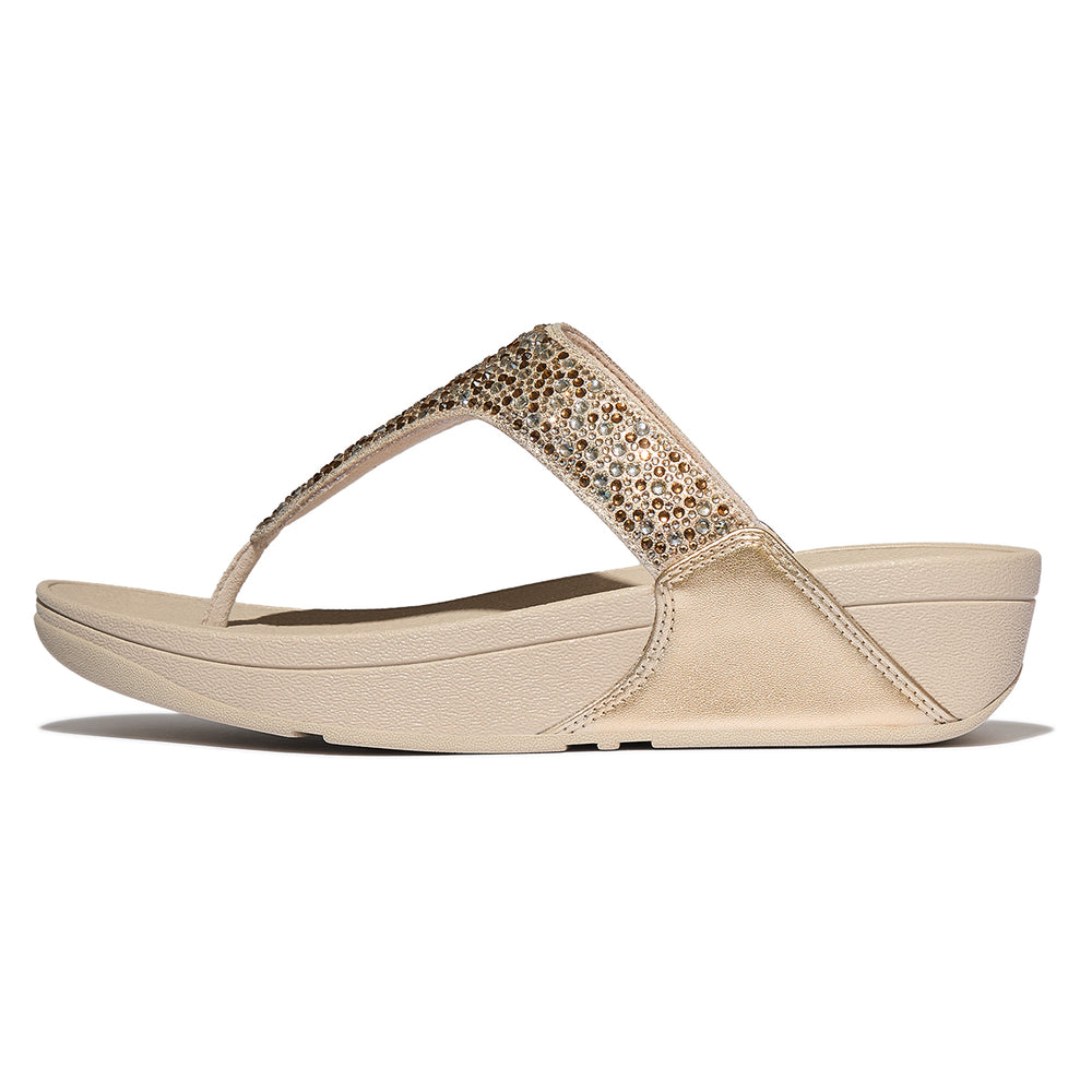 LULU Glitter Toe-Post Sandals in Platino