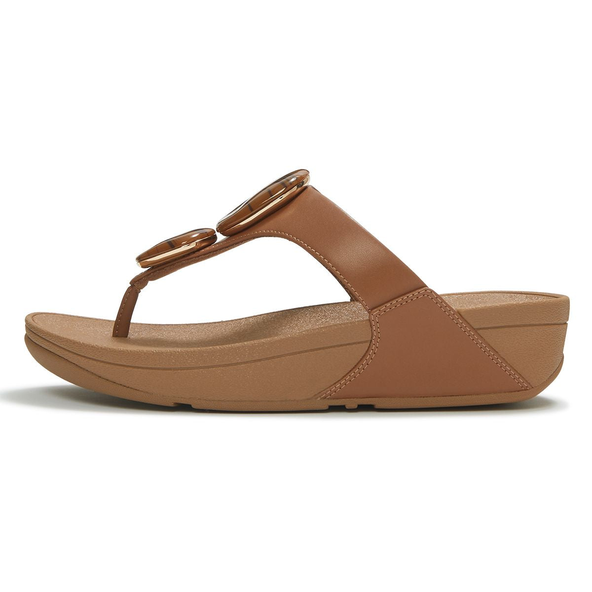 LULU Marbled-Stone Toe-Post Sandals in Deep Tan