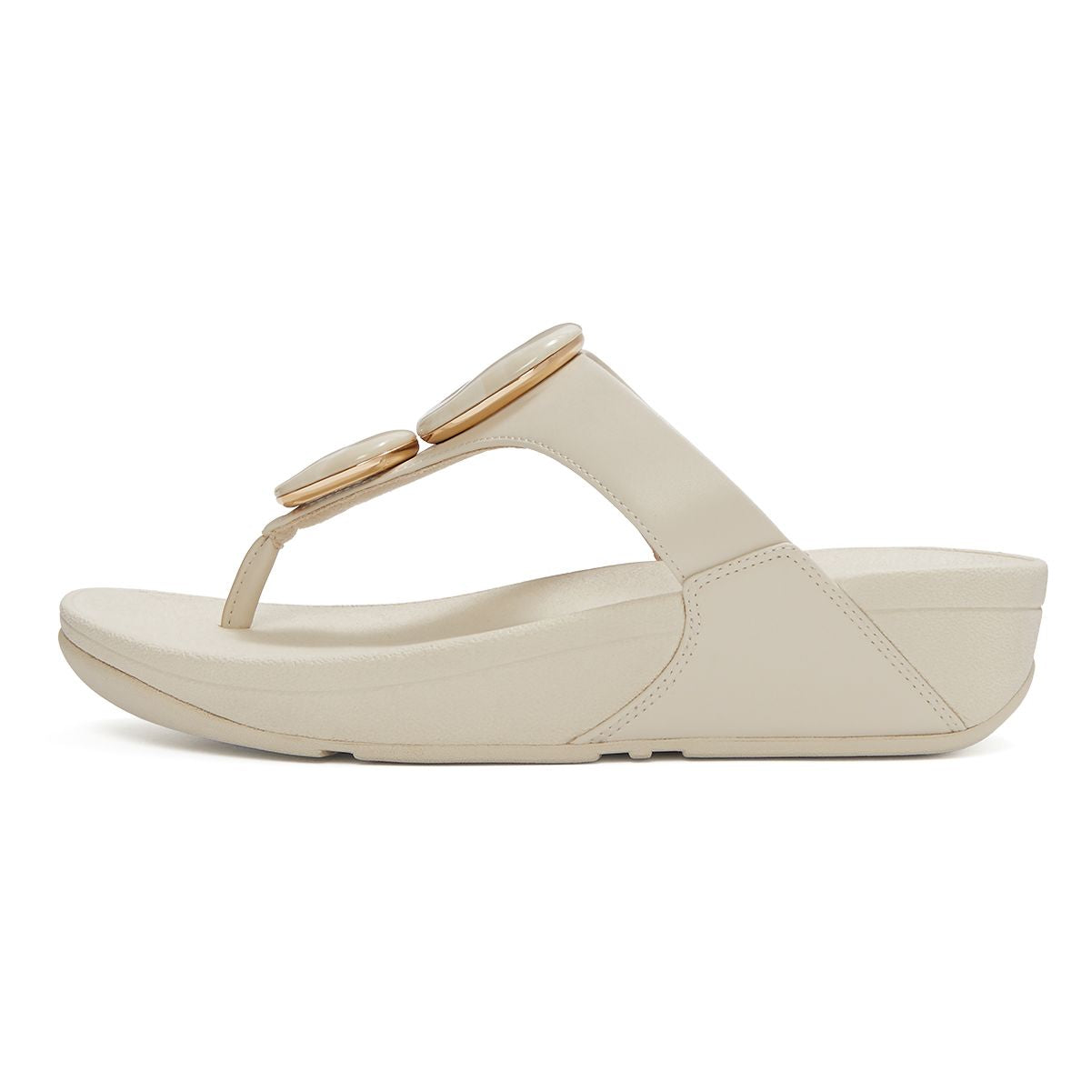 LULU Marbled-Stone Toe-Post Sandals in Paris Beige