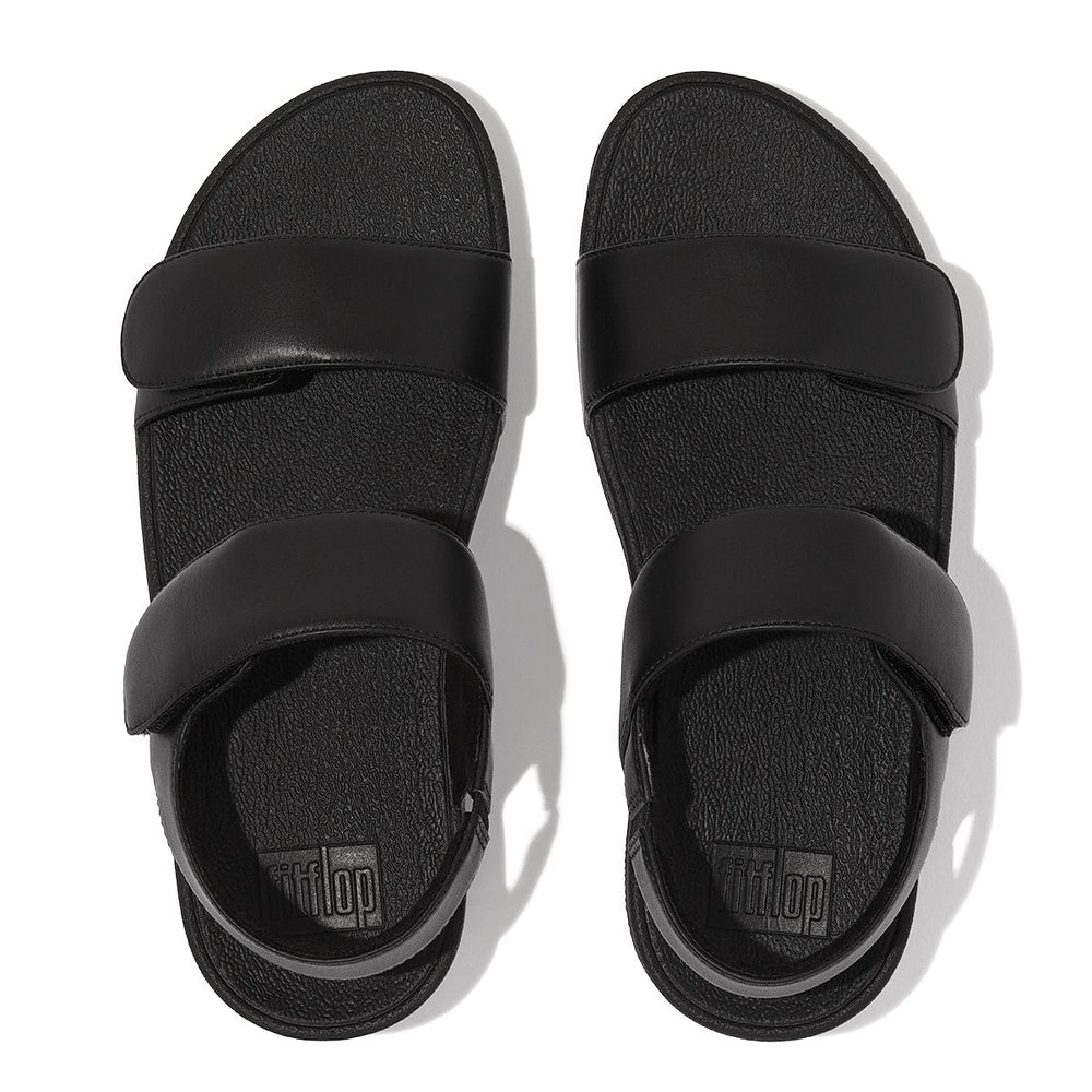 LULU Adjustable Leather Sandals in Black