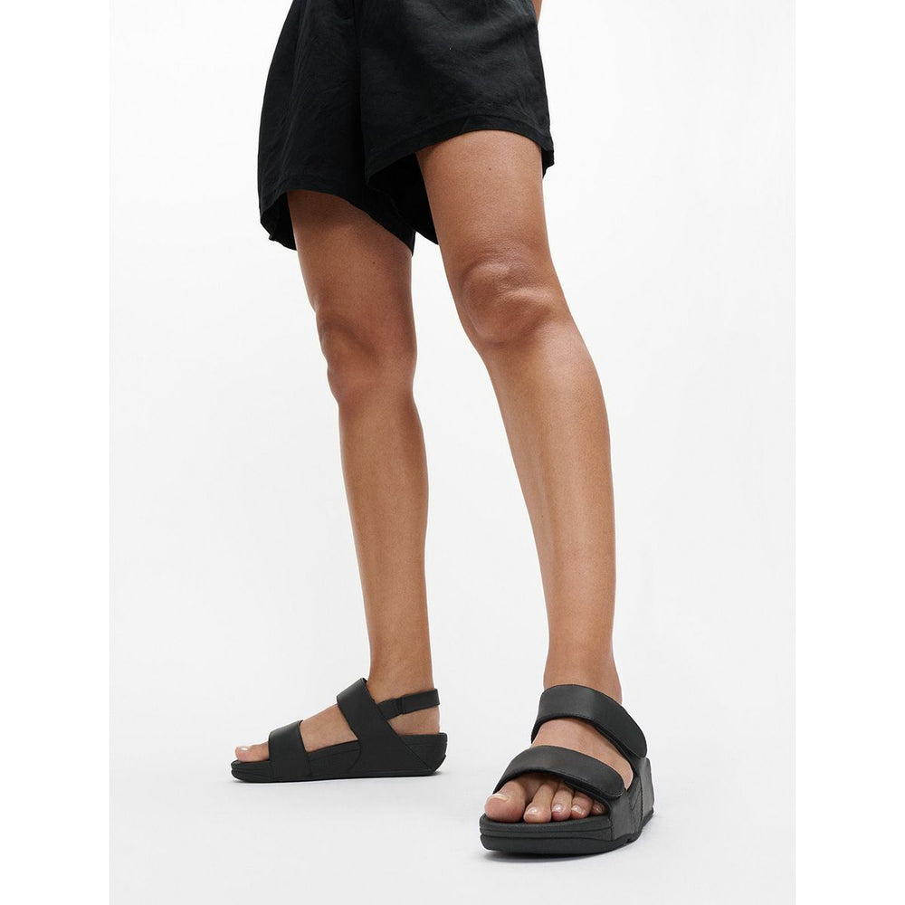 LULU Adjustable Leather Sandals in Black