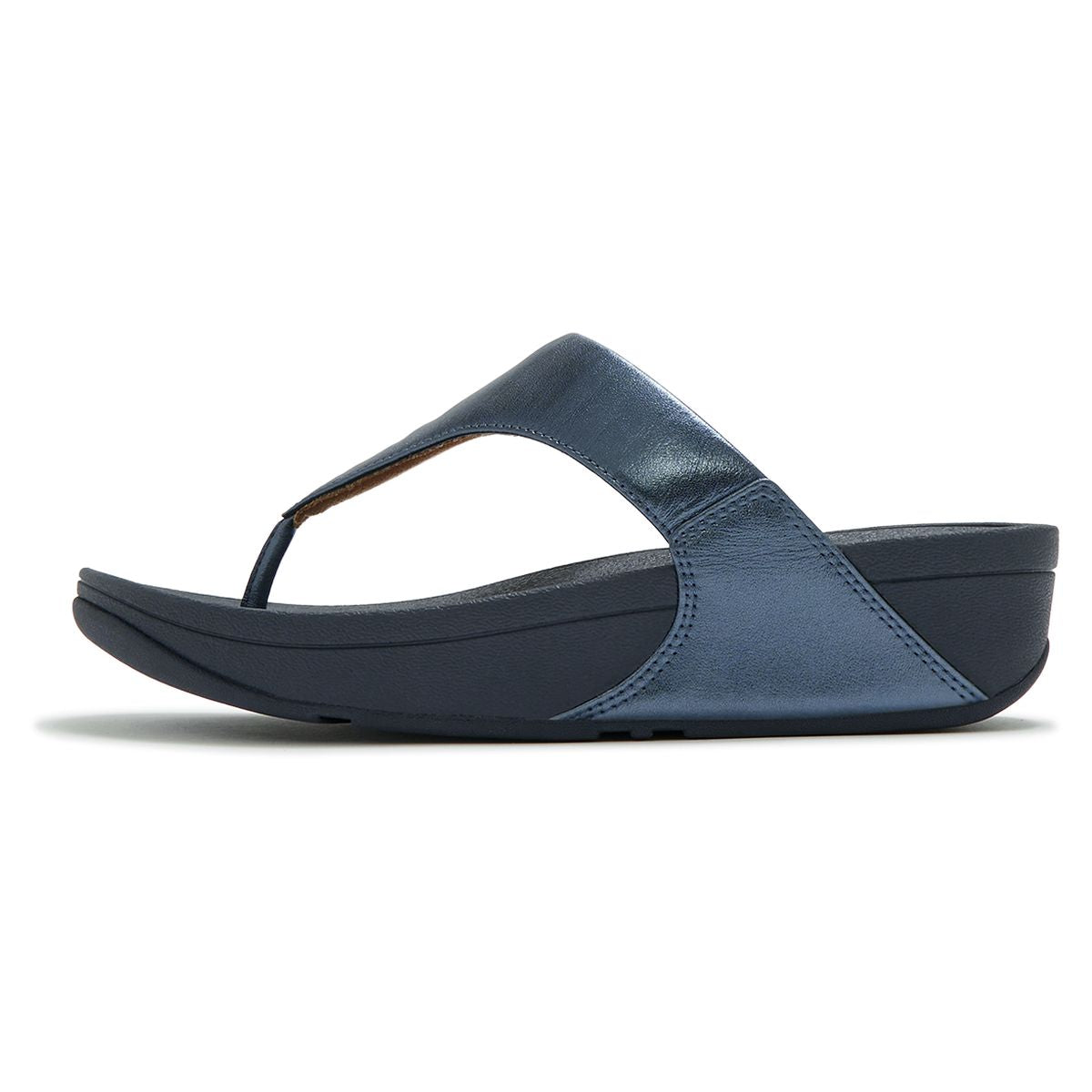 LULU Leather Toe-Post Sandals in Cosmic Blue