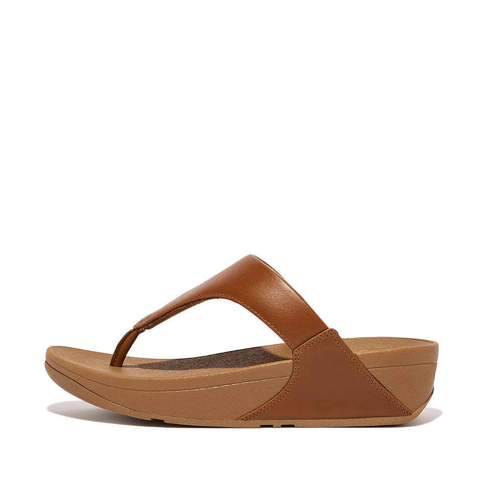 FitFlop Lulu Women's Leather Toe-Post Sandals – Tan