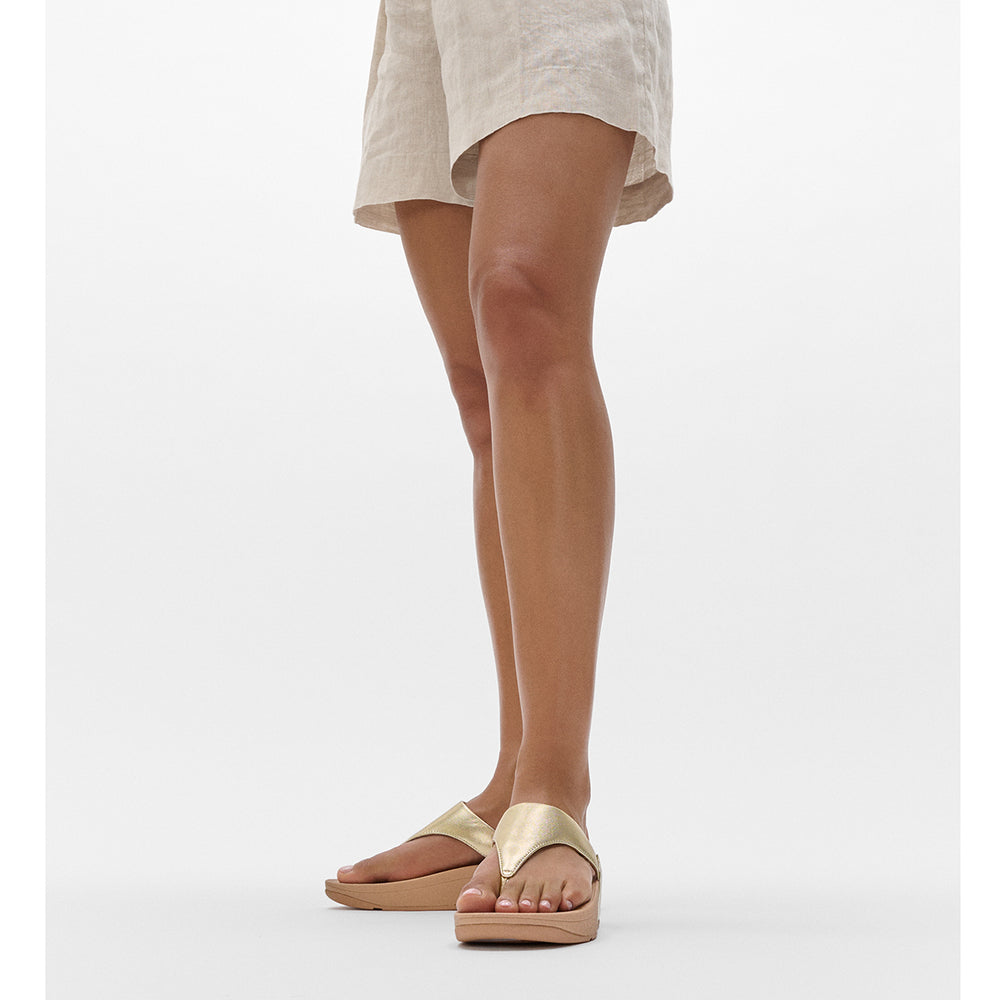FitFlop Lulu Women's Leather Toe-Post Sandals – Platino