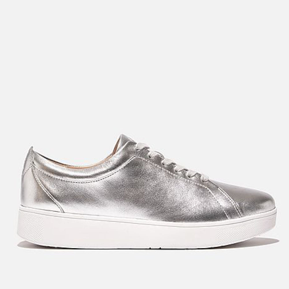 FitFlop Rally Lace-Up Sneaker in Silver—a modern essential crafted for both style and support
